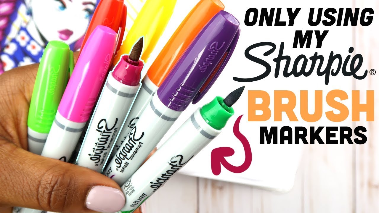 Only Using my SHARPIE BRUSH MARKERS! | Sharpie brush marker Challenge