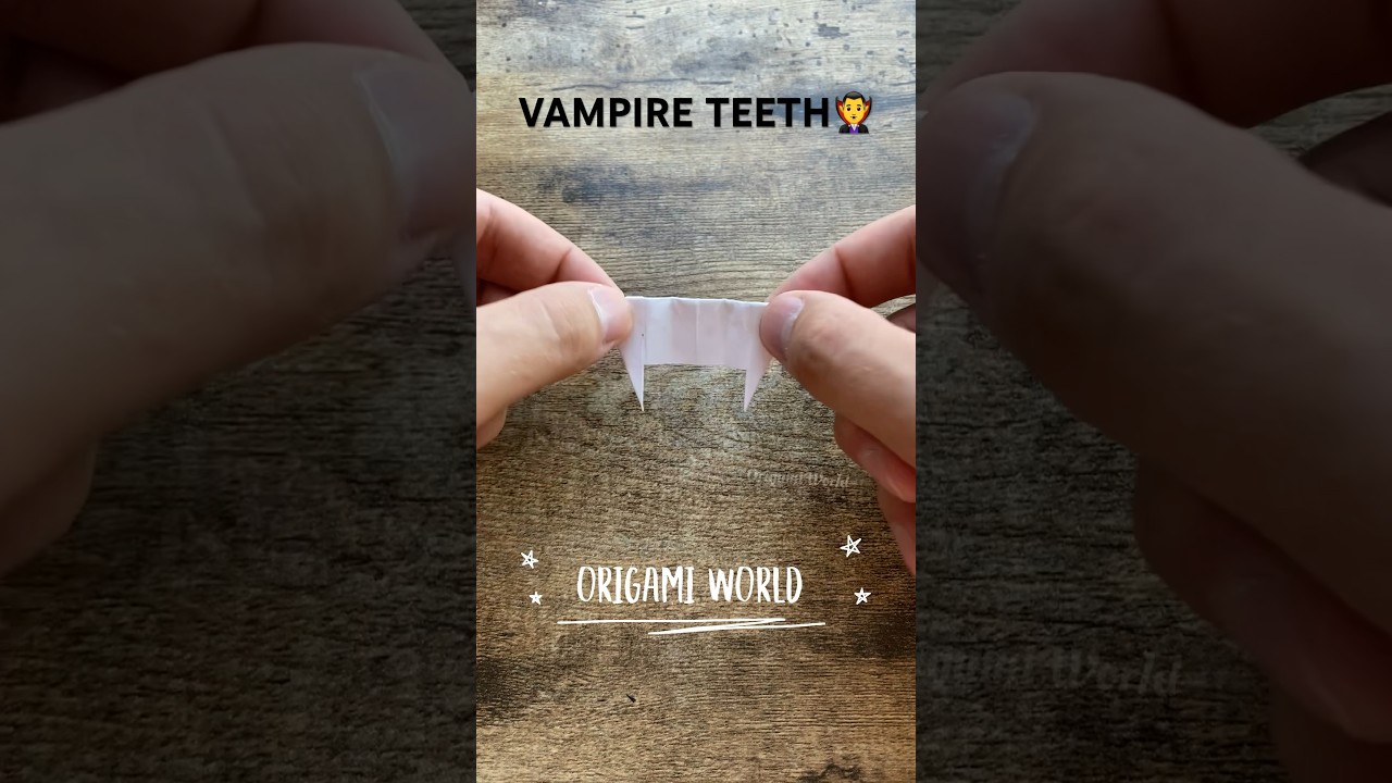 EASY VAMPIRE TEETH ORIGAMI STEP BY STEP | PAPER FOLDING HALLOWEEN DRACULA FANGS PAPER ORIGAMI ART