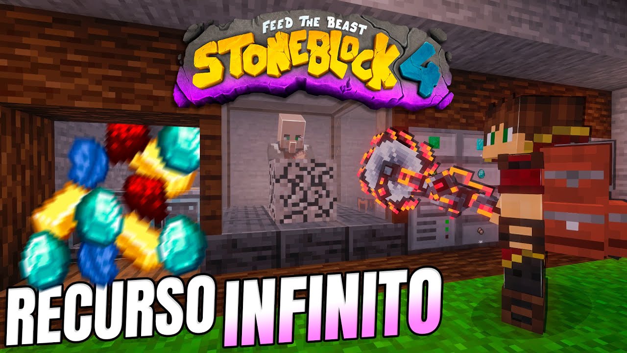 ENSINANDO O VILLAGER A FARMAR MINÉRIOS INFINITOS!!! STONEBLOCK 4 #02