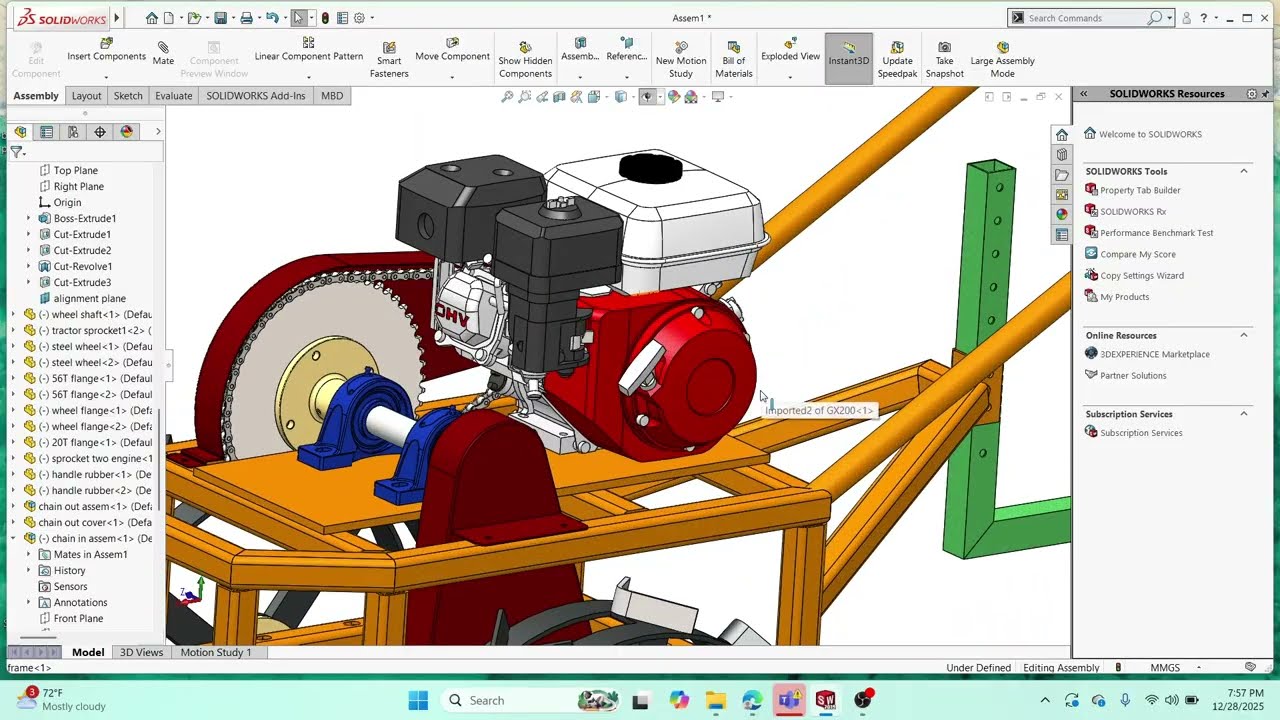 Mini walking tractor done in Solidworks