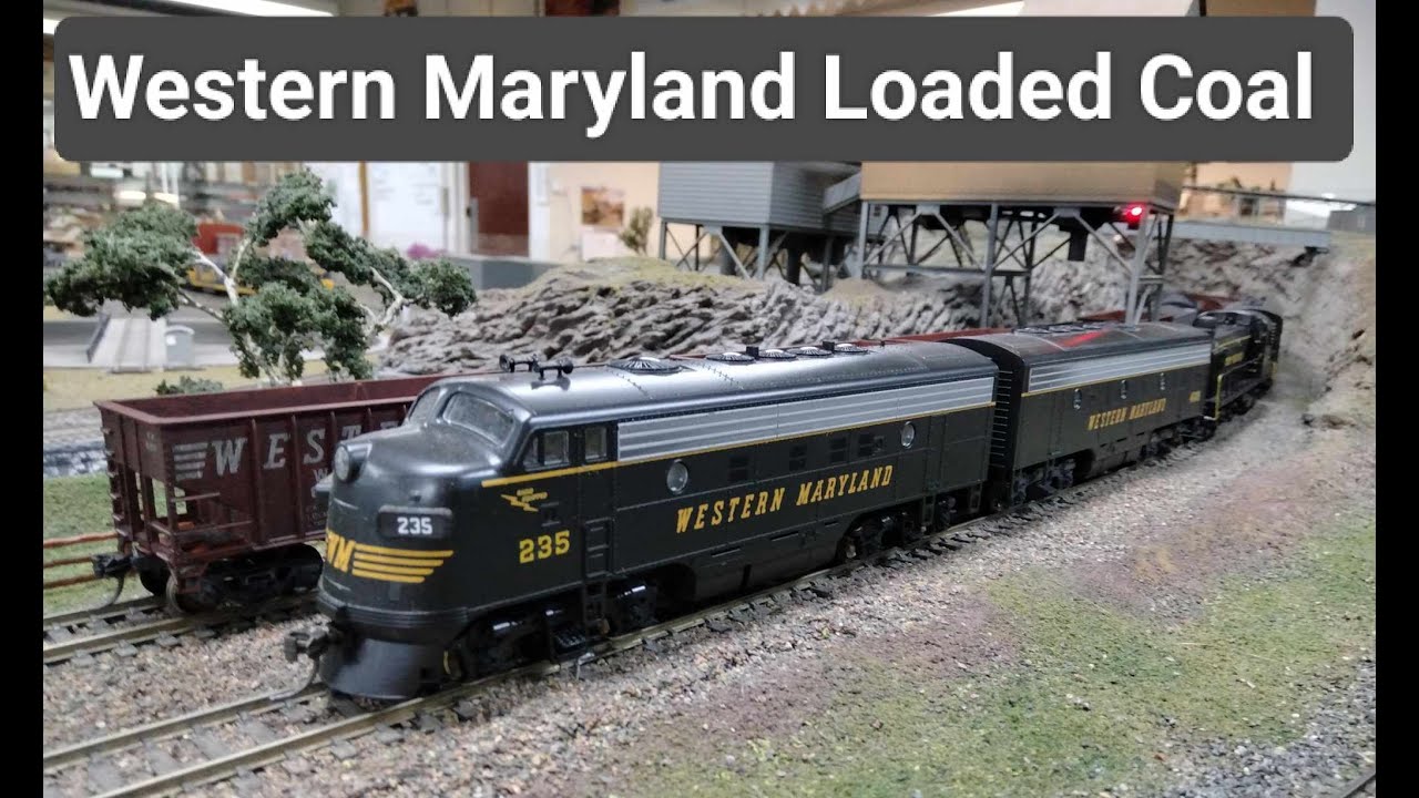 Western Maryland Loaded Coal Train on AMRA Vic HO Scale Club Layout.