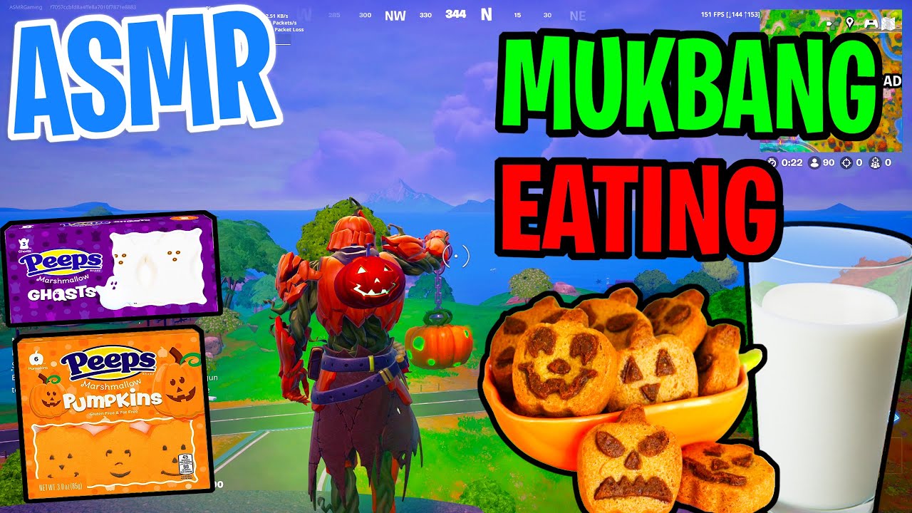 ASMR Gaming 🍪🎃 Fortnite Mukbang Halloween Cookies Relaxing Eating and Spectating 🎮🎧 Whispering 💤