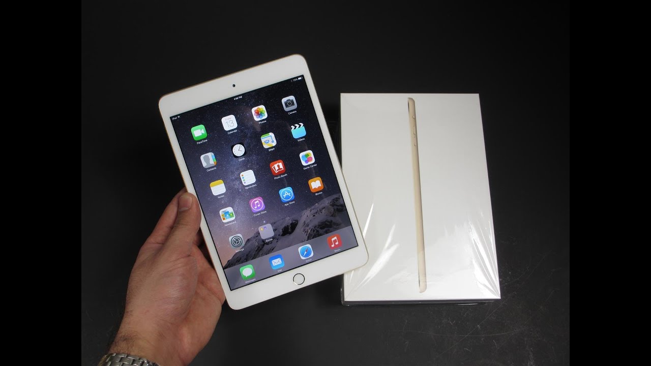 Распаковка и включение iPad Mini 3 GOLD
