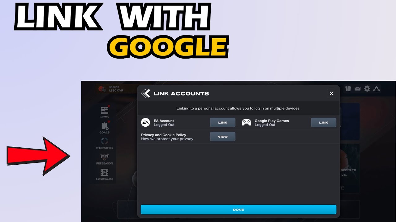 How to link or unlink google with Madden Mobile 26 Account