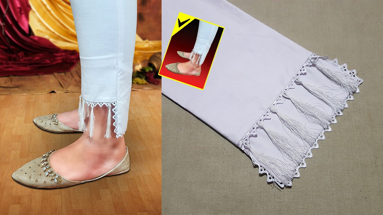 ✅👌Eid Special White Trouser Design with Latkan | Simple White Trouser Latkan Design