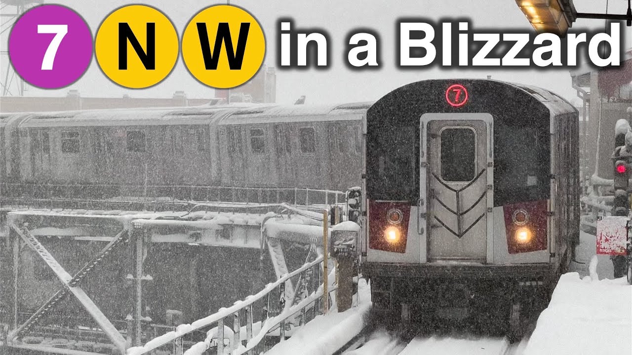 R46, R68A, & R188 7 and N/W Trains at Queensboro Plaza during a Blizzard