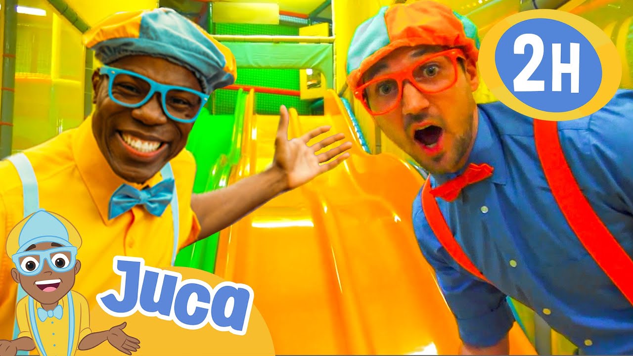 Juca e Blippi Têm uma Corrida de Escorrega no Parque Coberto! | 2 HORAS DO JUCA! | Vídeos Educativos