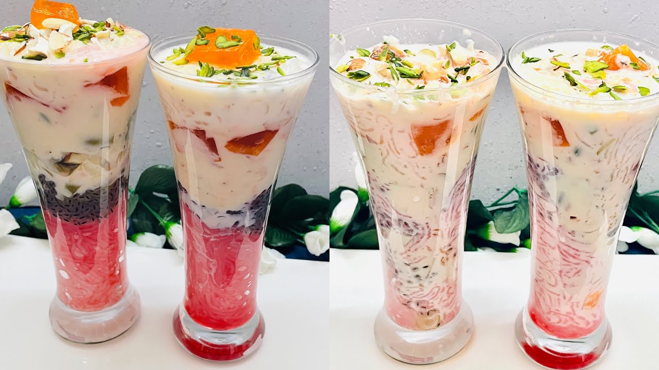 Falooda Kulfi Recipe फ़ालूदा ,रबड़ी और जैली, बनाने का आसान तरीक़ा Falooda, Rabdi, Jelly Recipe