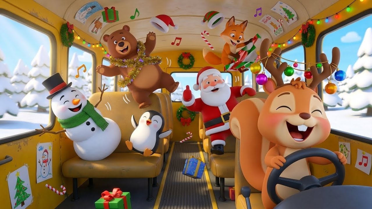 Wheels on the Bus Christmas Song 🎄🎅 + Chippy’s Fun Adventures | 45 Min Kids Cartoon