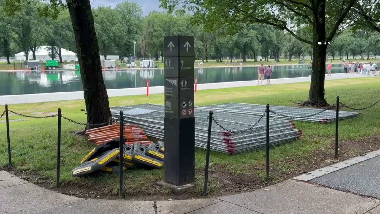 Fencing Set Up near Reflecting Pool in Washington DC 