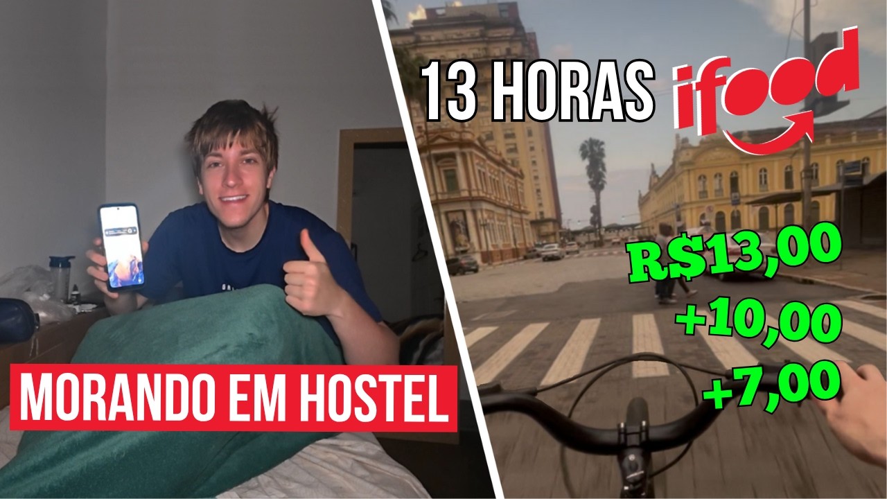 13 HORAS DE iFOOD DE BIKE MORANDO EM UM HOSTEL (rotina completa)