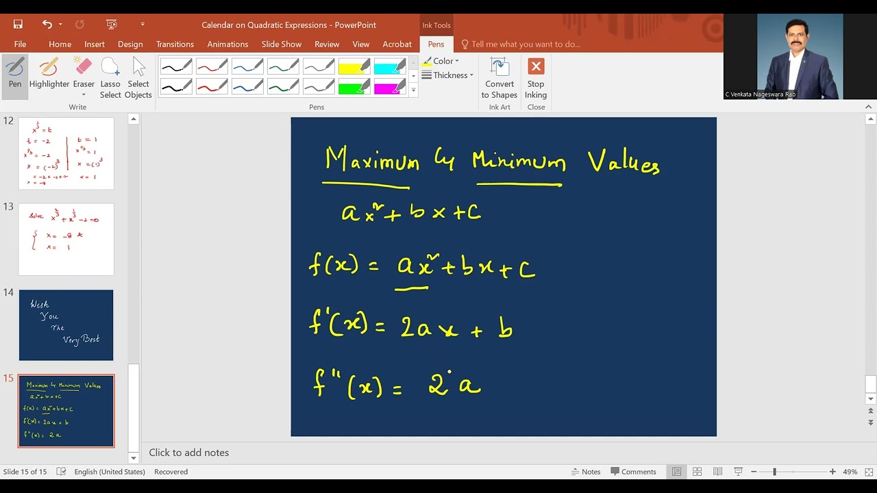 3-Quadratic Expressions - Maximum and Minimum Values - 1 video1812814841