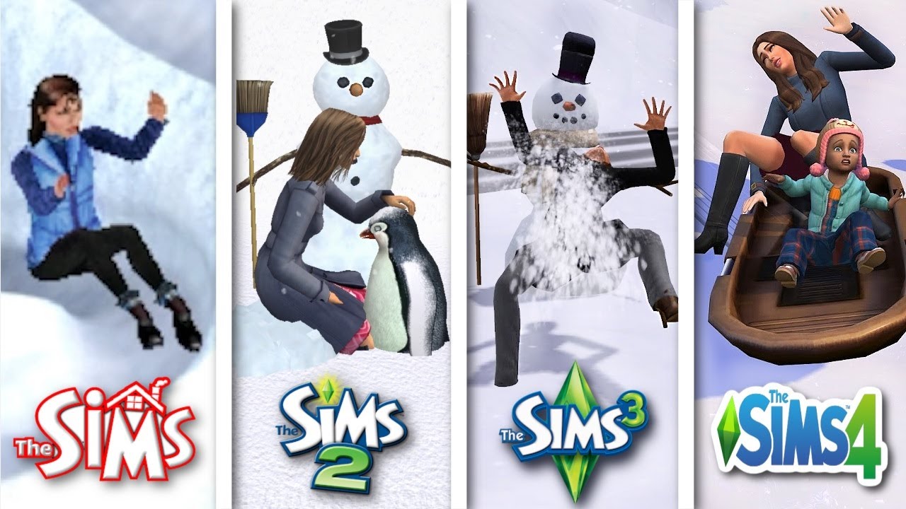 Sims 1 vs Sims 2 vs Sims 3 vs Sims 4 - Snow