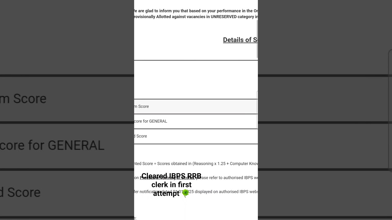 My RRB clerk mains scorecard 2024 (Selected)  #banking #rrb #result #rrbclerk