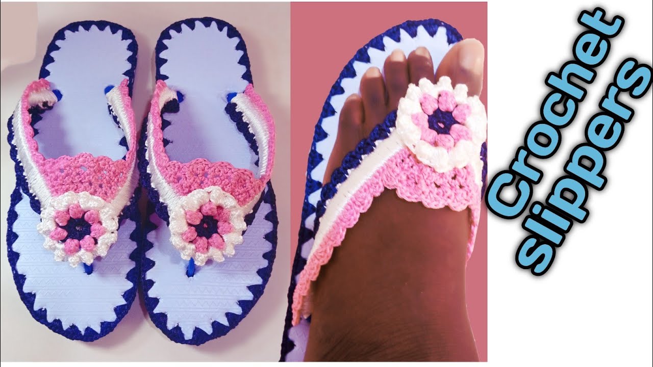 How to crochet sandals using flip-flop soles/ Free pattern/flip-flops modification