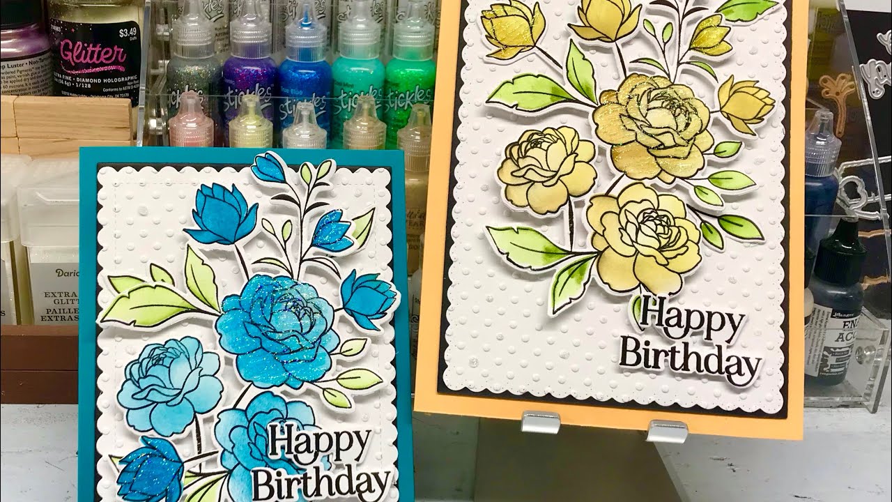 Let's Make a 5x7 Card - Floral A7 and A2 Cards Using Same Stamp and Die Set