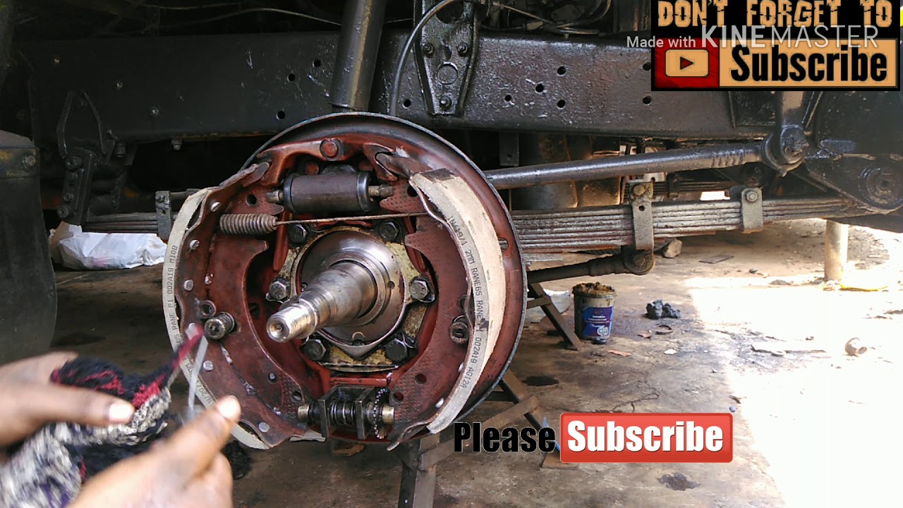 Tata 407 Brake shoes setting l how to change brake shoes