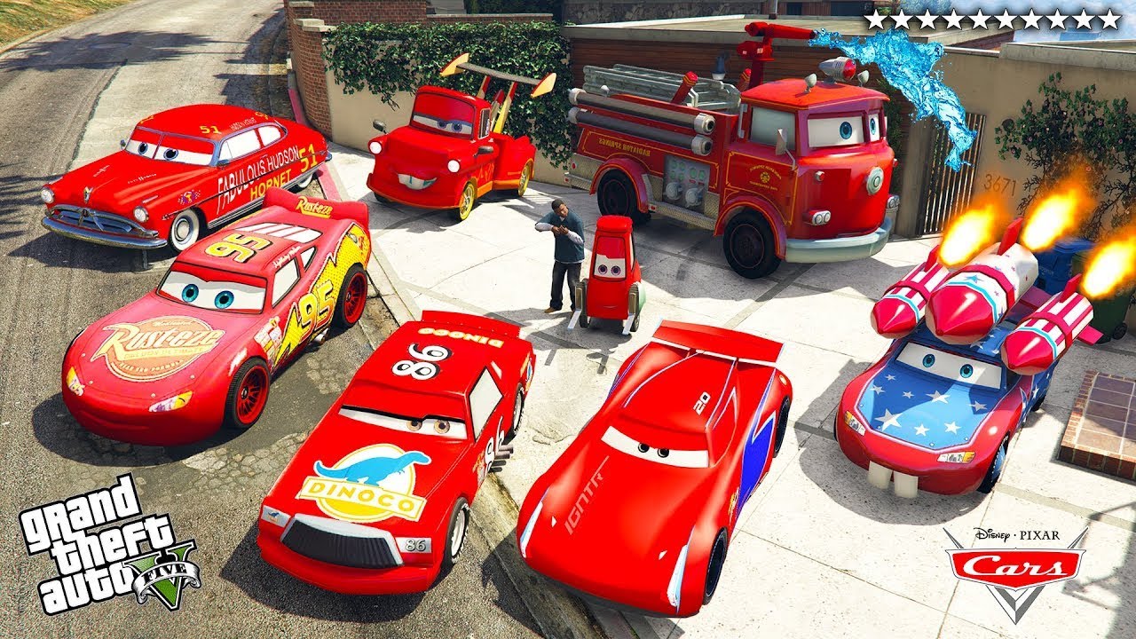 GTA V - Stealing ALL MCQUEEN CARS with Franklin (Real Life Cars #349)