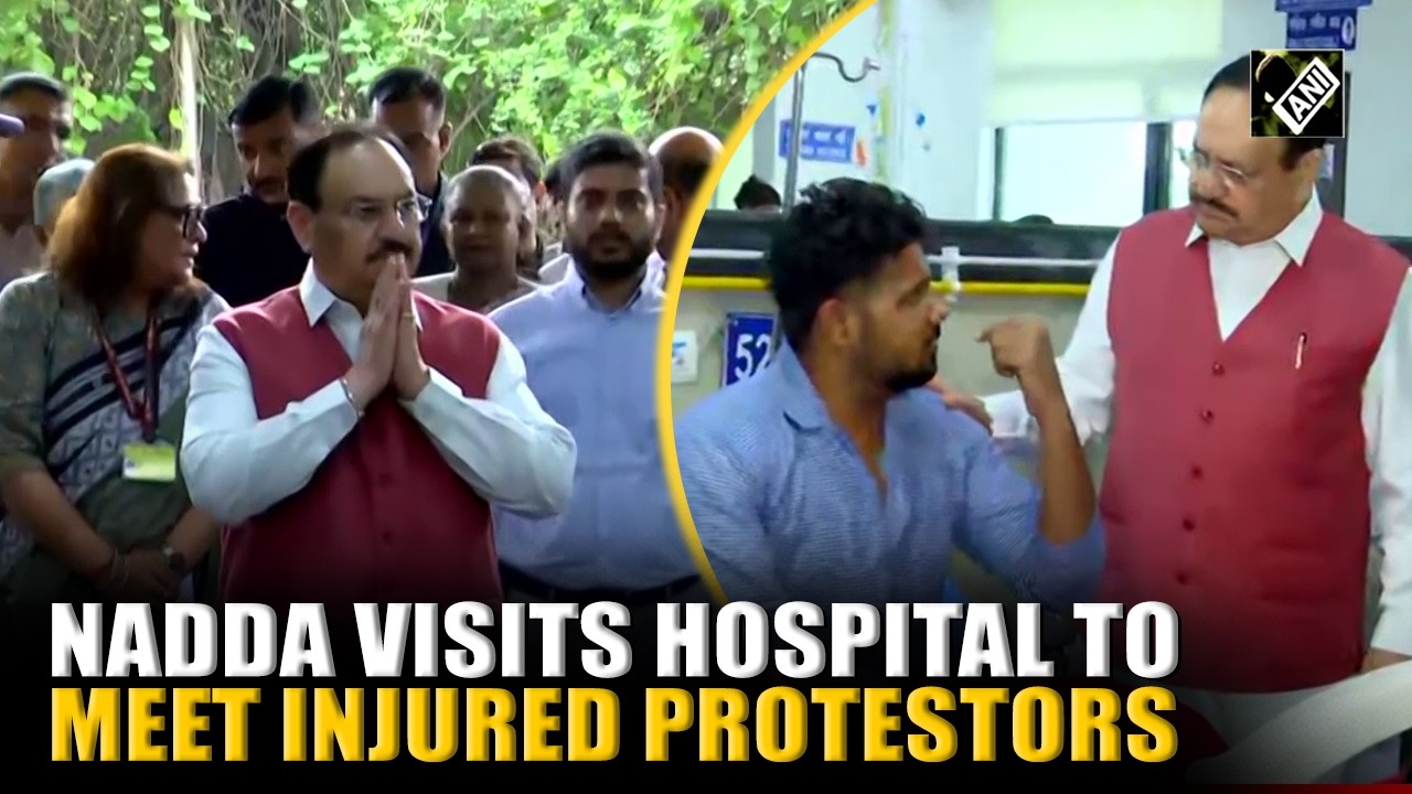 Union Health Minister JP Nadda visits Lady Hardinge Hospital to meet injured protesters