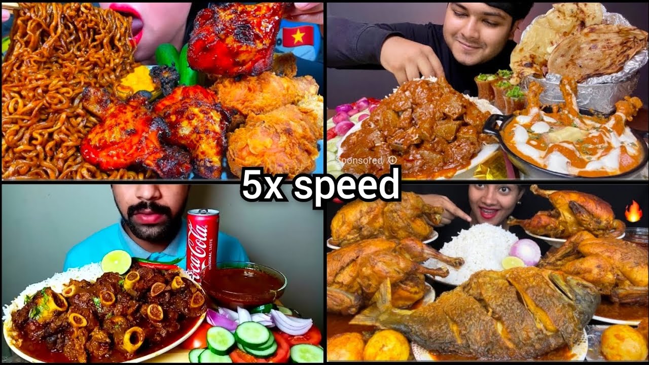 Eating asmr_spicy noodles_chichen tanduri_butter chicken_whole chicken curry_eating challenge asmr 