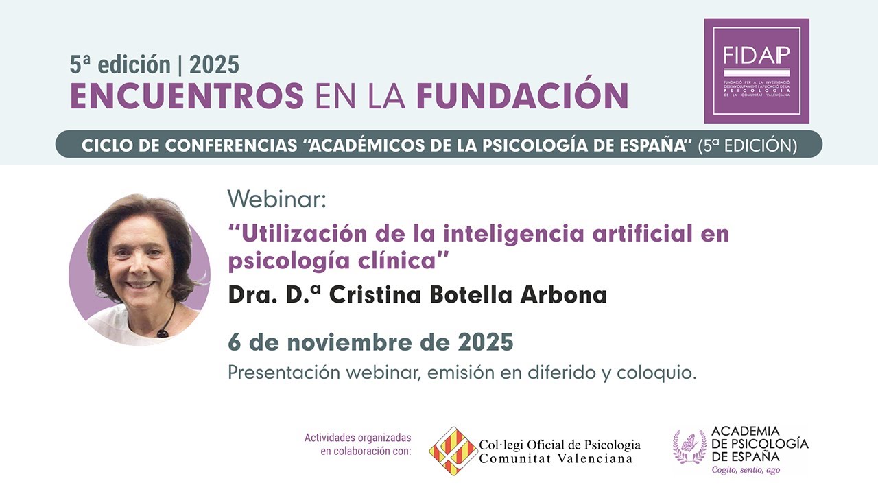 Utilización de la inteligencia artificial en psicología clínica, Dra. D.ª Cristina Botella Arbona