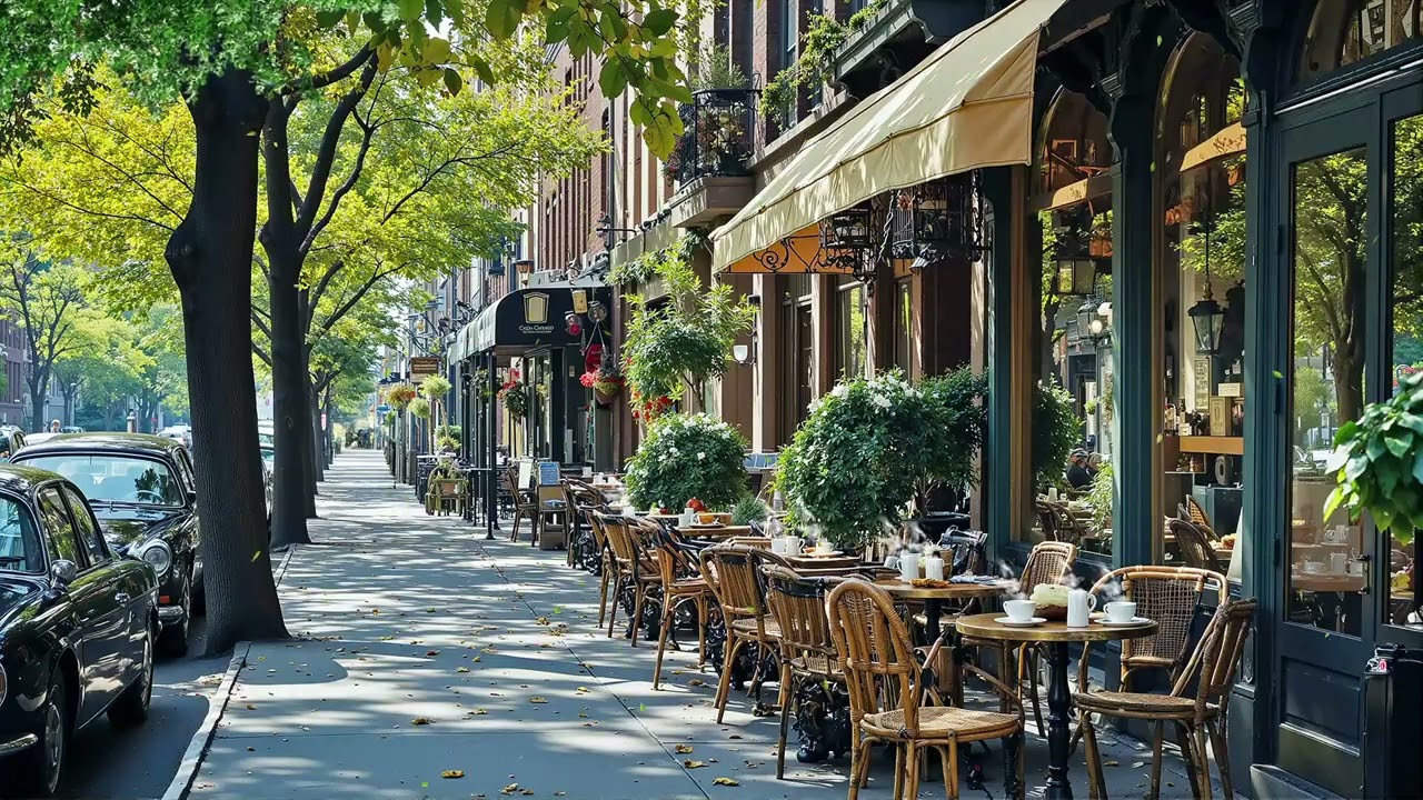 Morning Street Jazz Café in Spring 🎶☕ Smooth Coffee Jazz for Study, Work & Relaxation
