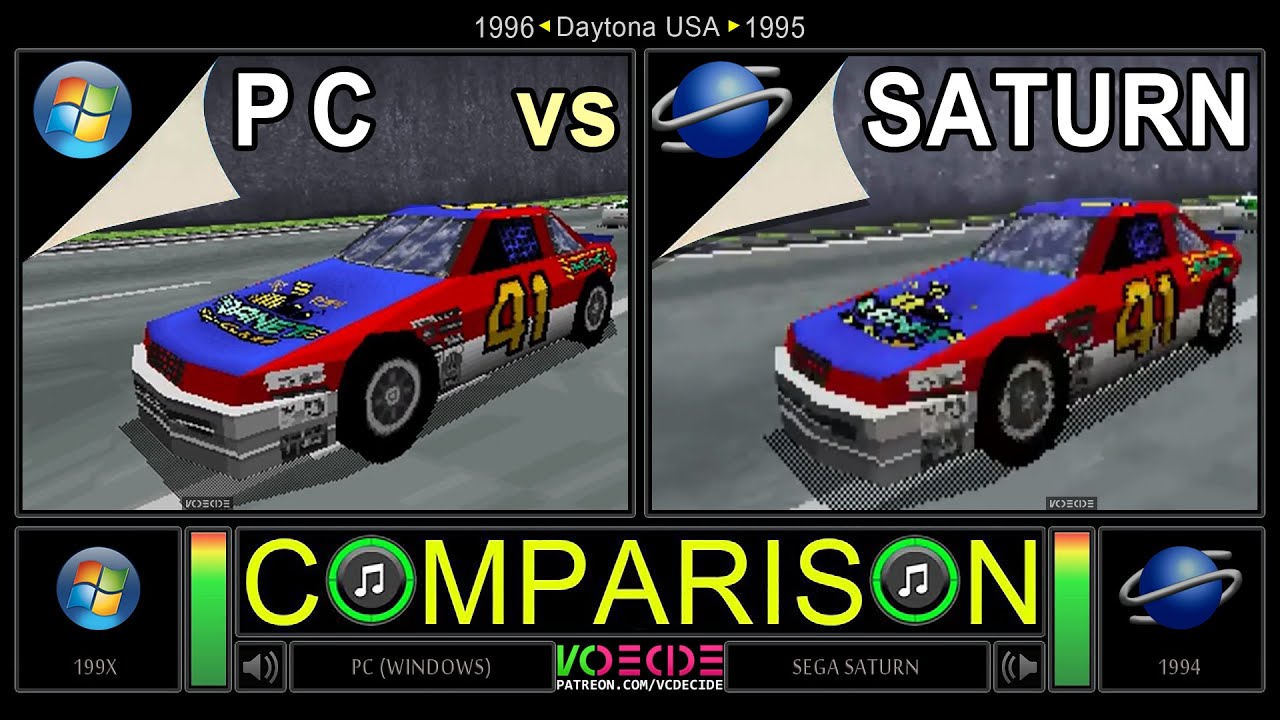 Daytona USA (PC vs Sega Saturn) Side by Side Comparison - Dual Longplay