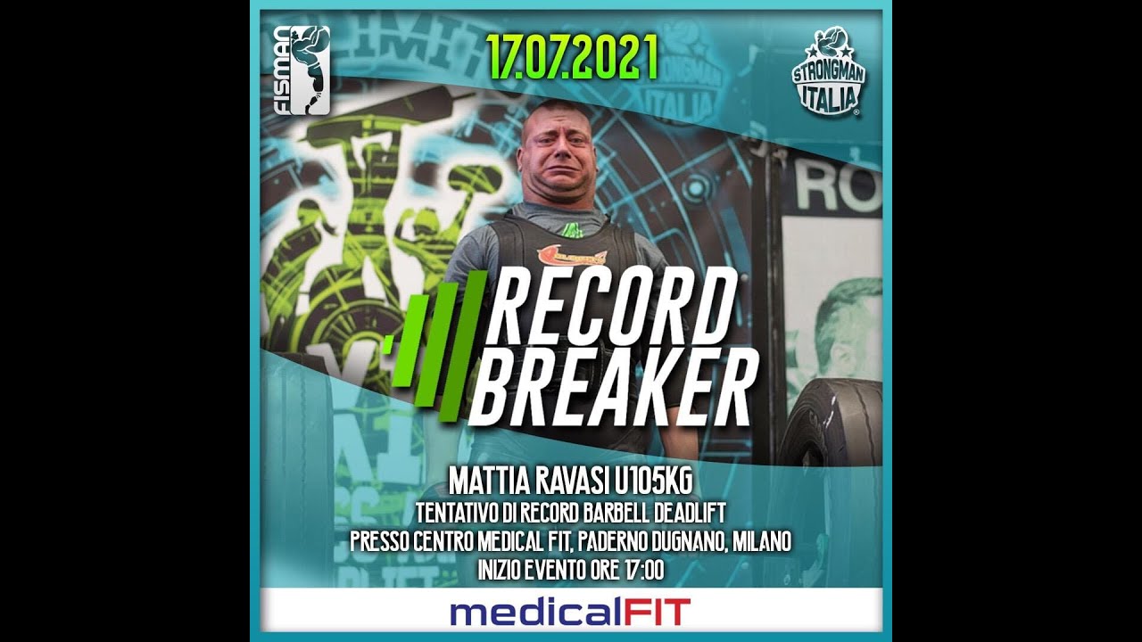 Record Mattia Ravasi U105kg Barbell Deadlift 371kg - New Italian Record!