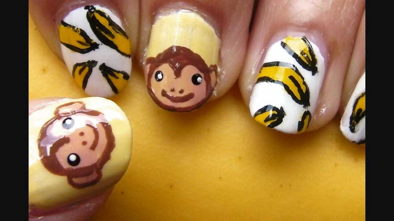 Monkey and Banana Nail Art.