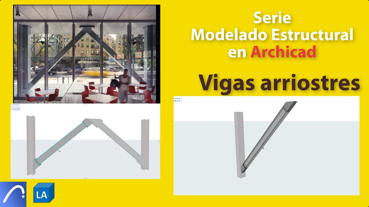 ARCHICAD MODELADO DE ESTRUCTURA VIGAS ARRIOSTRES