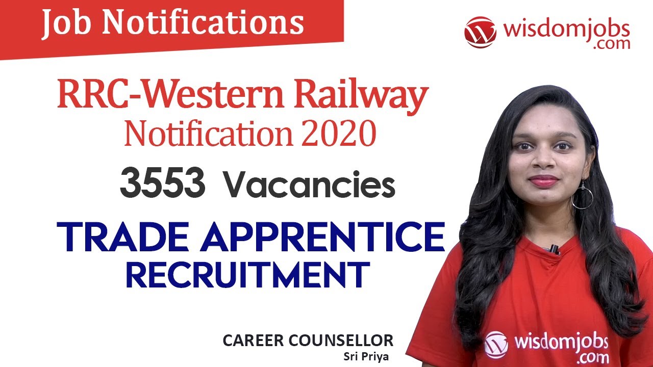 RRC-Western Railway Notification 2020 | 3553 Trade Apprentice Recruitment 2020 Vacancies @Wisdomjobs