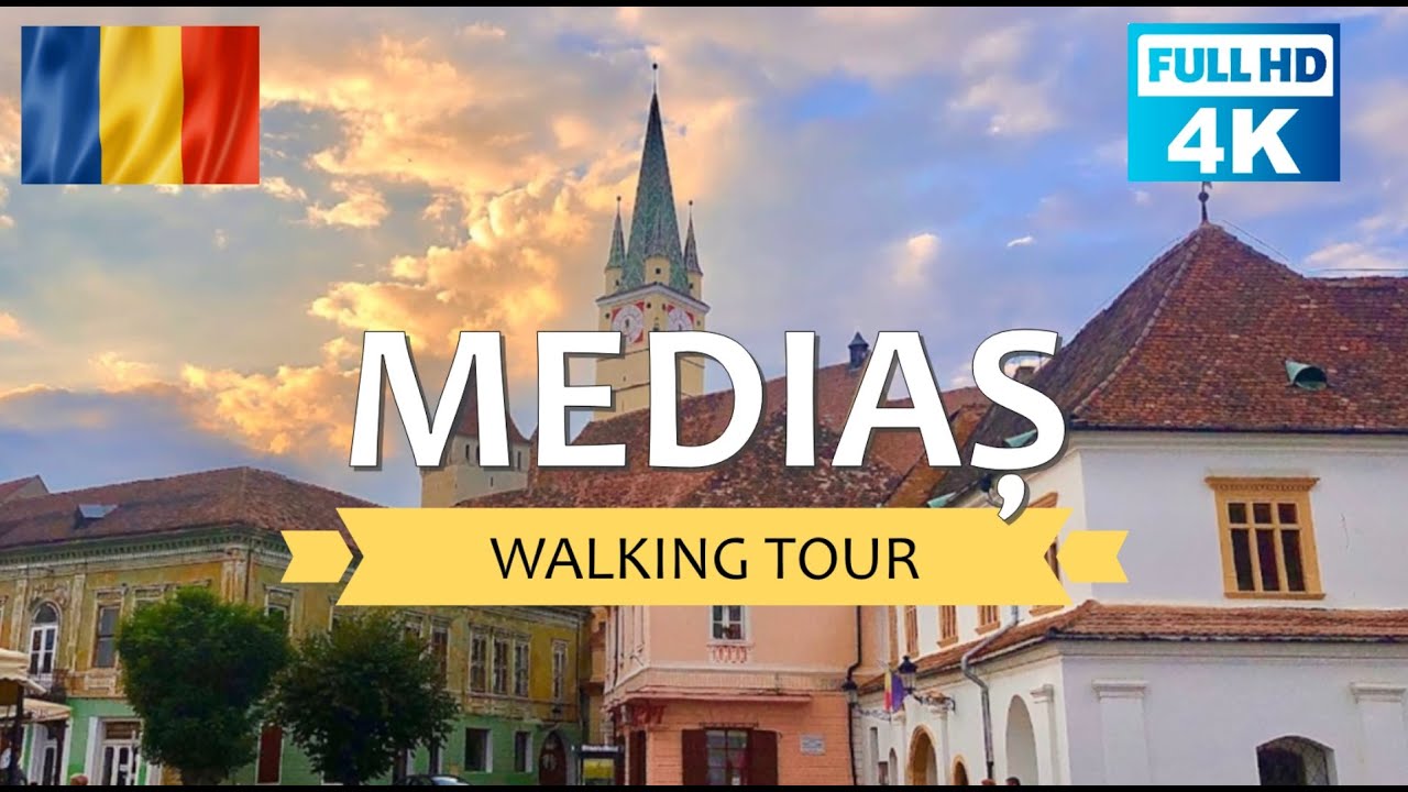MEDIAȘ, Romania🇷🇴 Walking Tour 4K, One of Transylvania’s 7 Saxon Fortresses