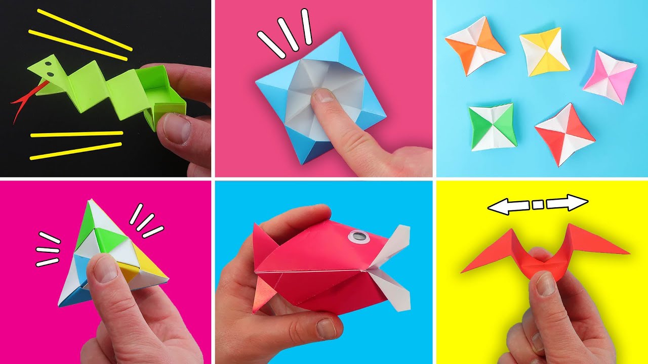 6 Best origami fidget toys. DIY Easy moving paper toys. Antistress Pop It Fidgets.