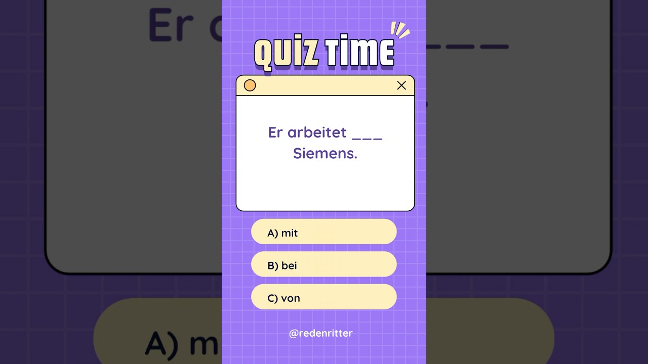 👉 Er arbeitet &hellip; Siemens? 🤔 | Deutsch Quiz #Shorts #deutschlernen #deutsch