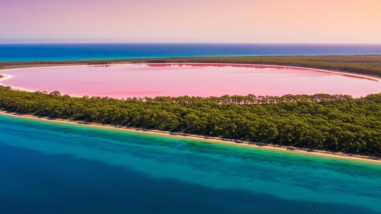 Calming Pink Lake and Ocean Horizon for Stress Relief | 1 Hour Calm ✨