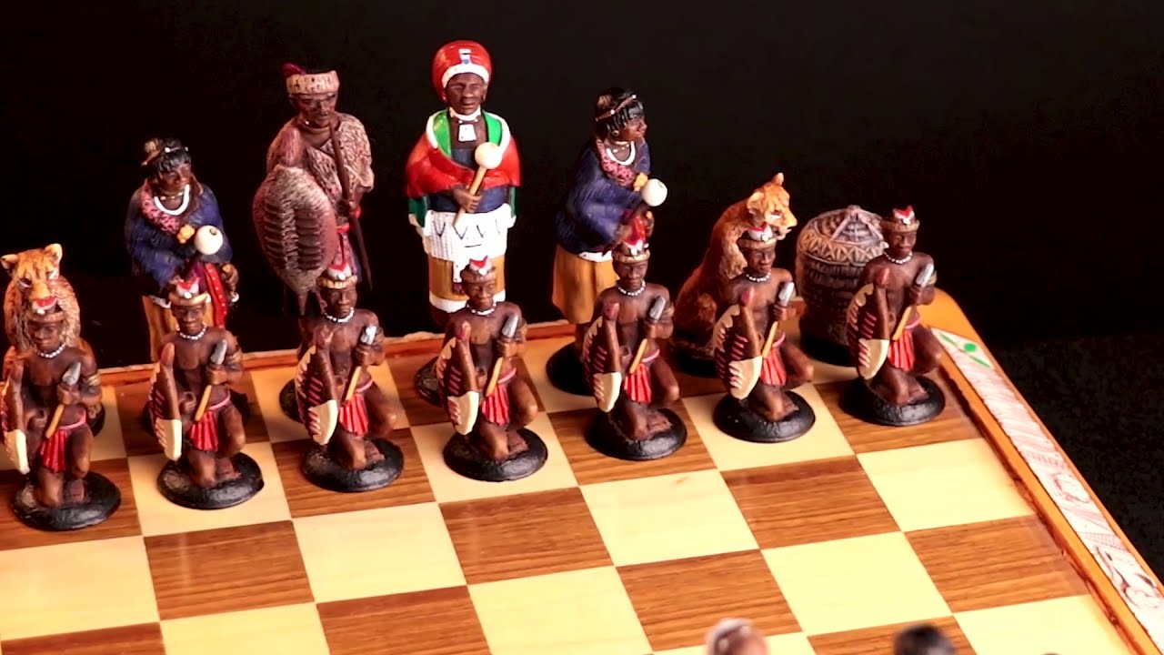 Large African Tribal Chess Set - Zulu / Ndebele: Hand-Painted Themed Chess Set Made in South Africa