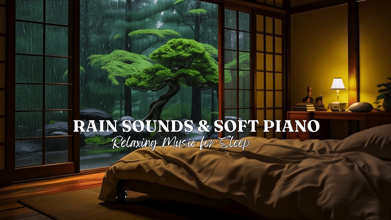 3 Hours Rain Sounds + Relaxing Piano Music in the Cozy Bedroom - Stress Relief, Deep Sleep, Healing