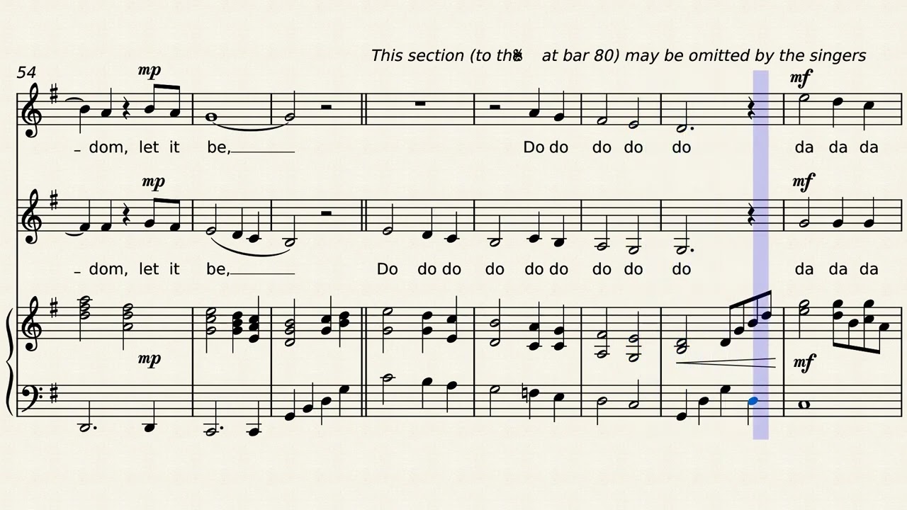Let it Be - The Beatles - Easy arrangement for SA choir and piano