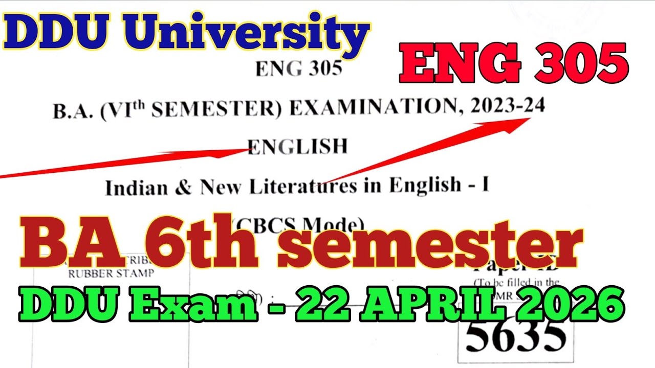 ENG 305 | ENG 305 BA 6th Semester question paper |DDU Gorakhpur university | Solved paper ddu