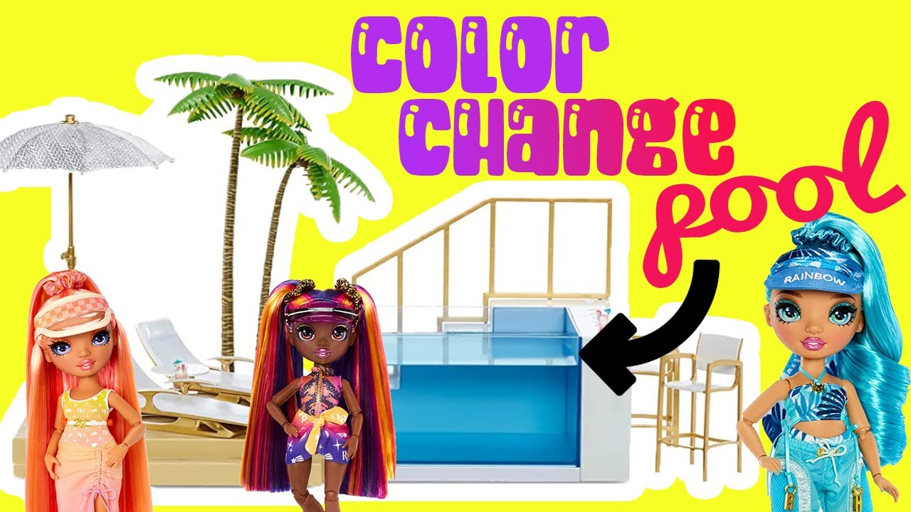 Rainbow High Fashion Dolls Pool Surprise  Party in Color Changing Pool + Car
