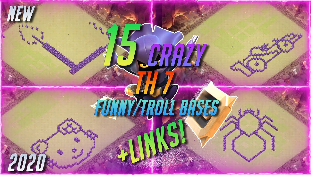 TOP 15 TOWNHALL 7 (TH7) FUNNY/ TROLL BASE DESIGN COMPILATION + LINKS! | COC | KING WARRIORS