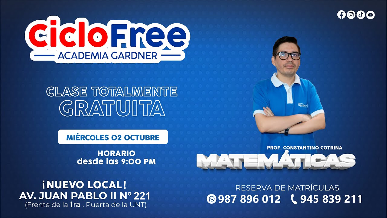 ✅MATEMÁTICAS - Lic. José Constantino | ADMISIÓN UNT 2025 - II | CICLO FREE ACADEMIA GARDNER