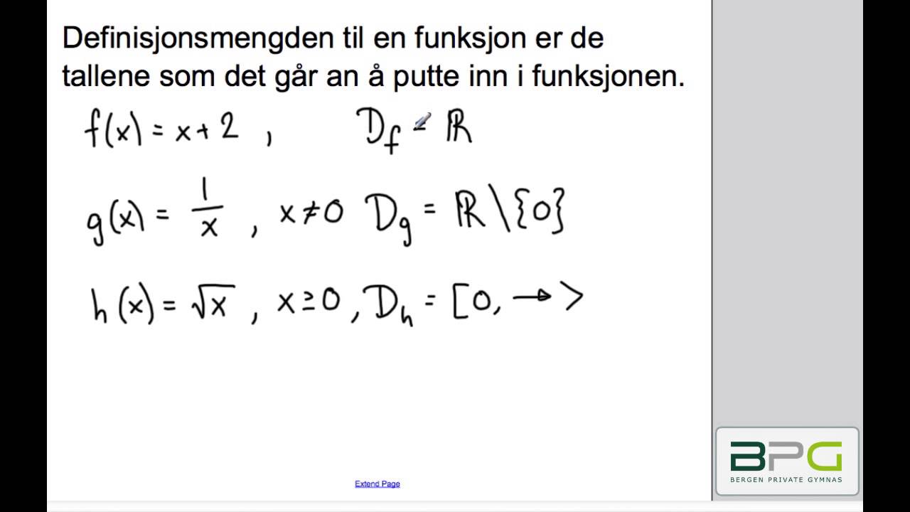 Definisjonsmengde og verdimengde