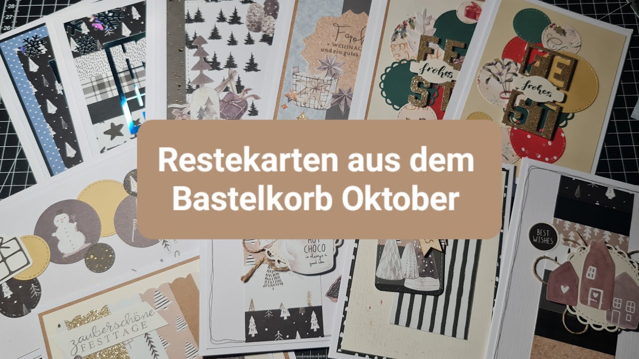 Restekarten aus dem Bastelkorb Oktober // Stanzteile und Papierstreifen aufbrauchen