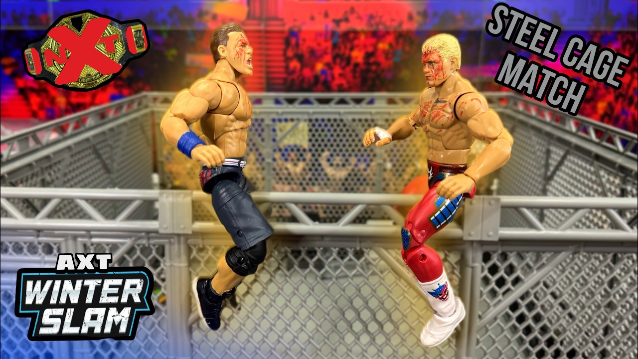 John Cena vs Cody Rhodes STEEL CAGE Action Figure Match!