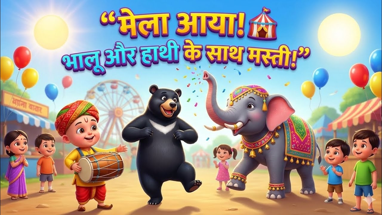 मेला आया खुशियाँ लाया 🎪👶 | Baby Voice Hindi Nursery Rhyme | Bhallu Hathi Dance | Kids Songs Hindi 