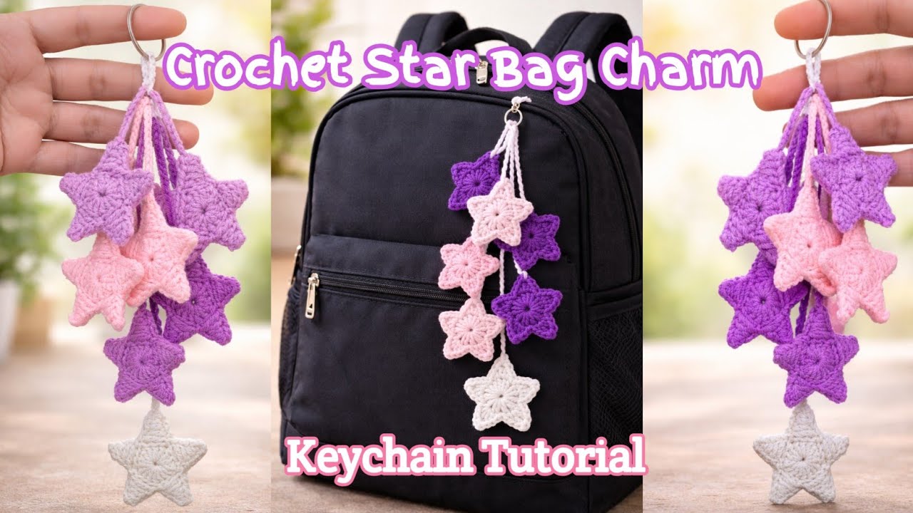 🌟 Crochet Star Bag Charm ✨ | College Bag Decoration 👜 | Easy & Cute Crochet 💕