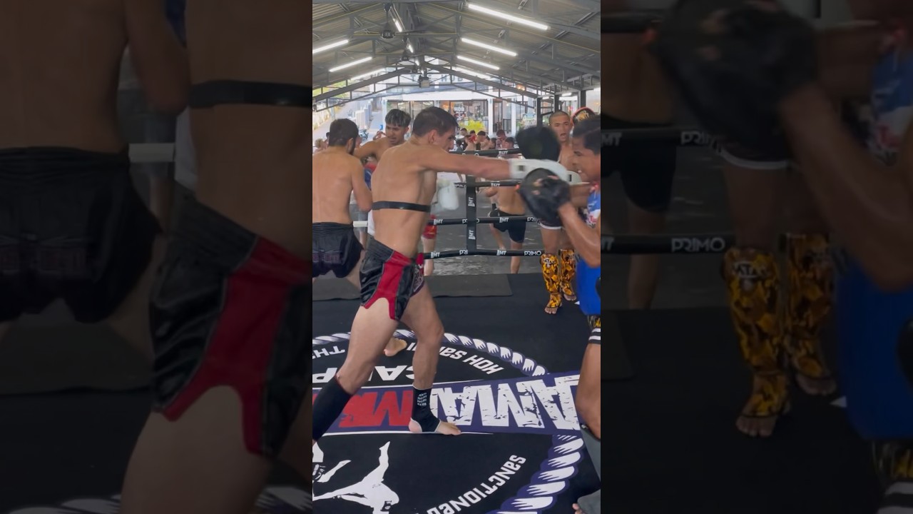 ONE Championship fighter KARABAG crushin pads | Lamai Muaythai Camp 🇹🇭 #muaythai #fighter