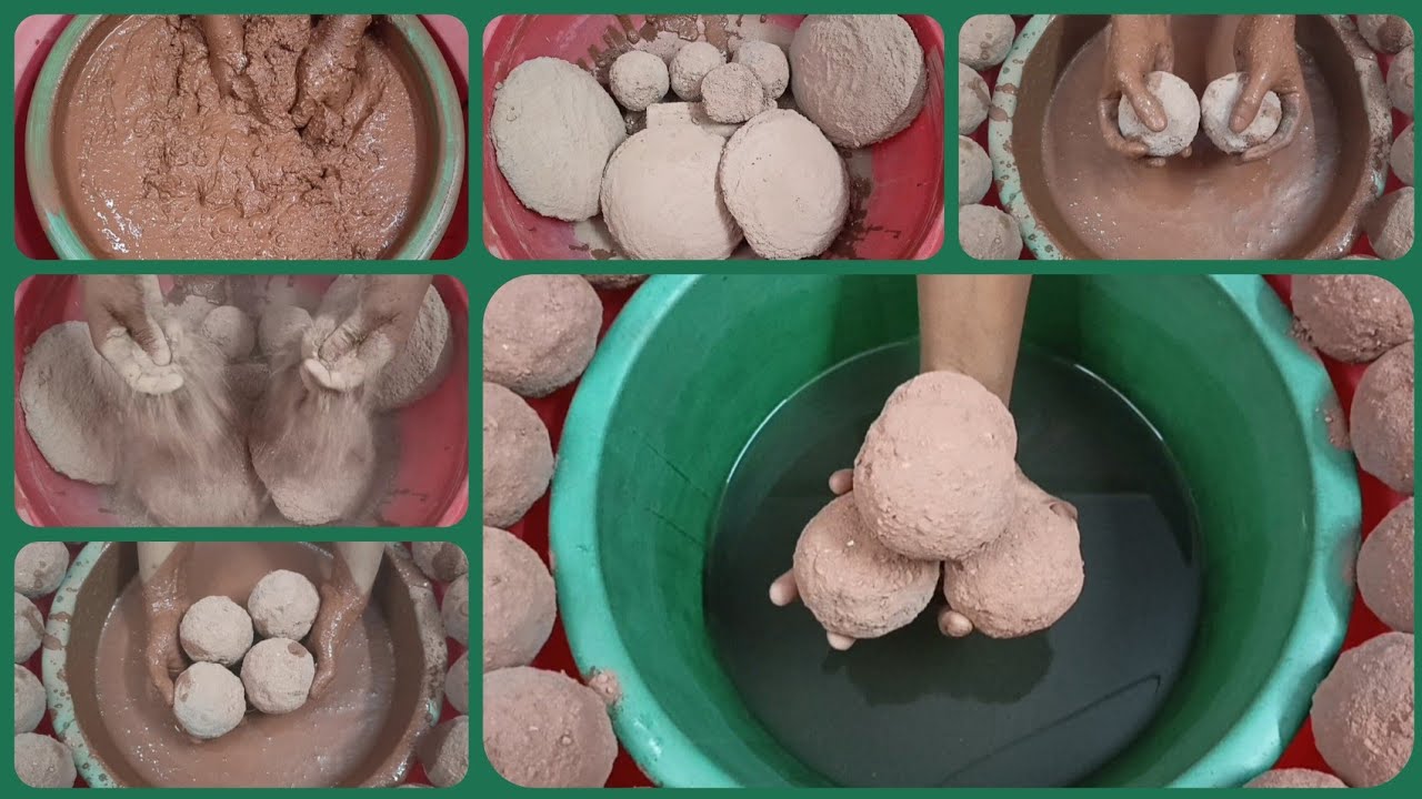 Soft Dusty🌪️Stoney Red Sand Balls Smashing+Crumbling w Dipping in💦 & Slabs Dry Crumbling ASMR