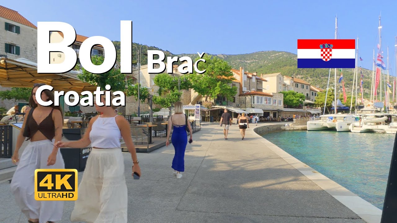 Bol Brac Walking Tour 4K | Croatia Summer Stroll Through Bol Croatia